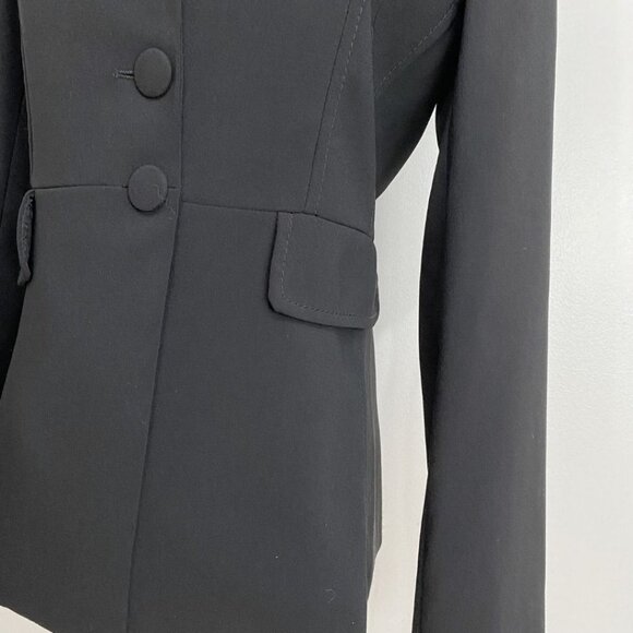 PINKO BLACK NOTCHED LAPEL SINGLE BREASTED ASYMMETRICAL BLAZER - 6 - Picture 5 of 10